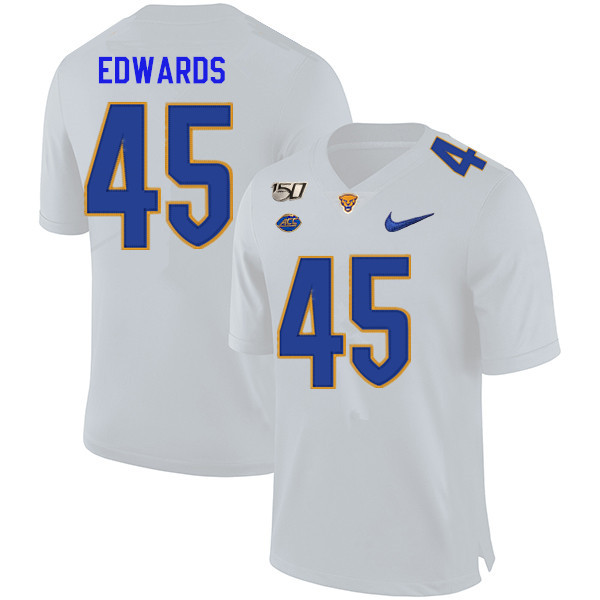2019 Men #45 Devon Edwards Pitt Panthers College Football Jerseys Sale-White